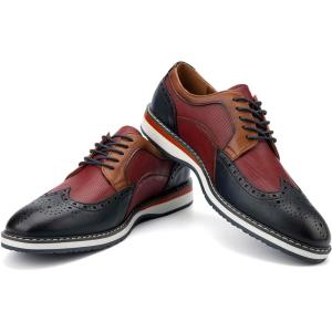 JITAI Men’s Oxford Dress Shoes Lightweight Fashion Shoes with Wingtip Brogue & Lace-up Design(Color/01)