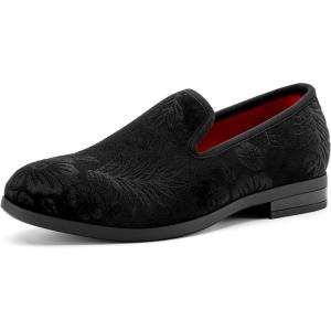 JITAI Velvet Boy’s Loafers Slip-On Dress Shoes Wedding Formal Tuxedo Shoes for Boys(Black/22)