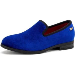 JITAI Velvet Boy’s Loafers Slip-On Dress Shoes Wedding Formal Tuxedo Shoes for Boys(Blue/17)