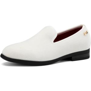JITAI Velvet Boy’s Loafers Slip-On Dress Shoes Wedding Formal Tuxedo Shoes for Boys(White/17)