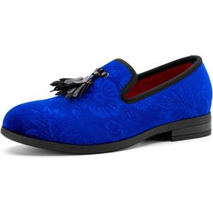 JITAI Velvet Boy’s Tassel Loafers Slip-On Dress Shoes Wedding Tuxedo Shoes for Baby(Blue/21)