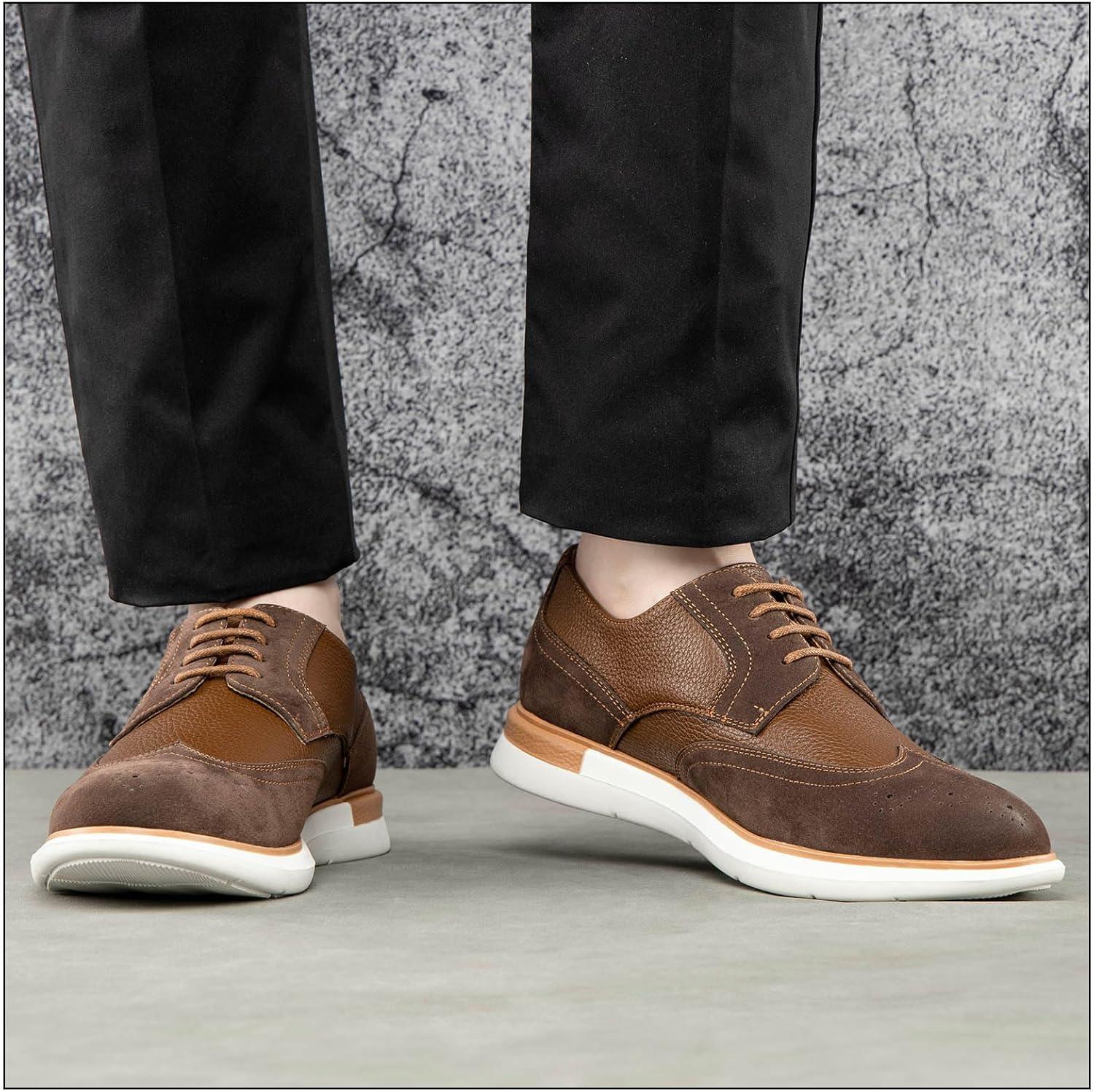 imageJITAI Mens Casual Oxford Dress Shoes Classic Modern Business Laceup Wingtip ShoesBrown06