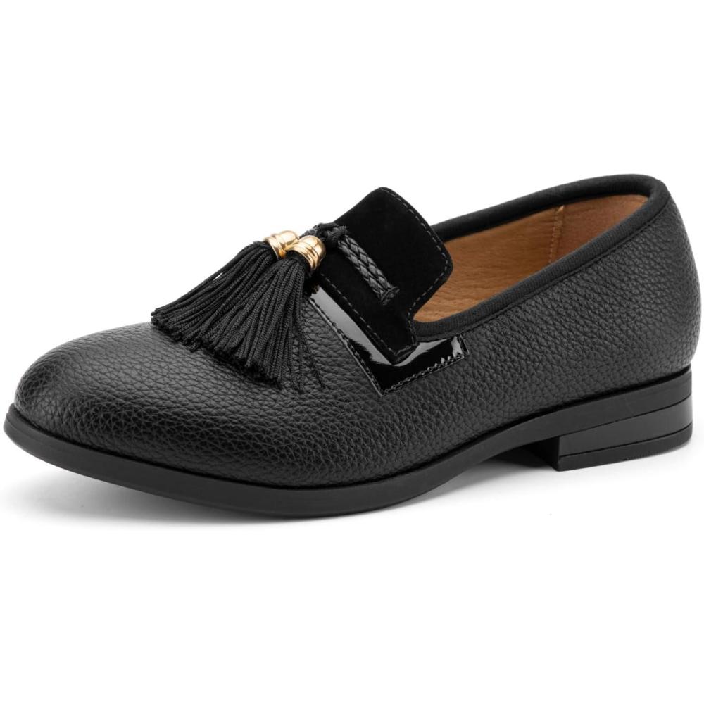 imageJITAI Boys Dress Leather Loafers SlipOn Tuxedo Shoes for Formal Events Prom Luxury Moccasins and Casual WearBlack03