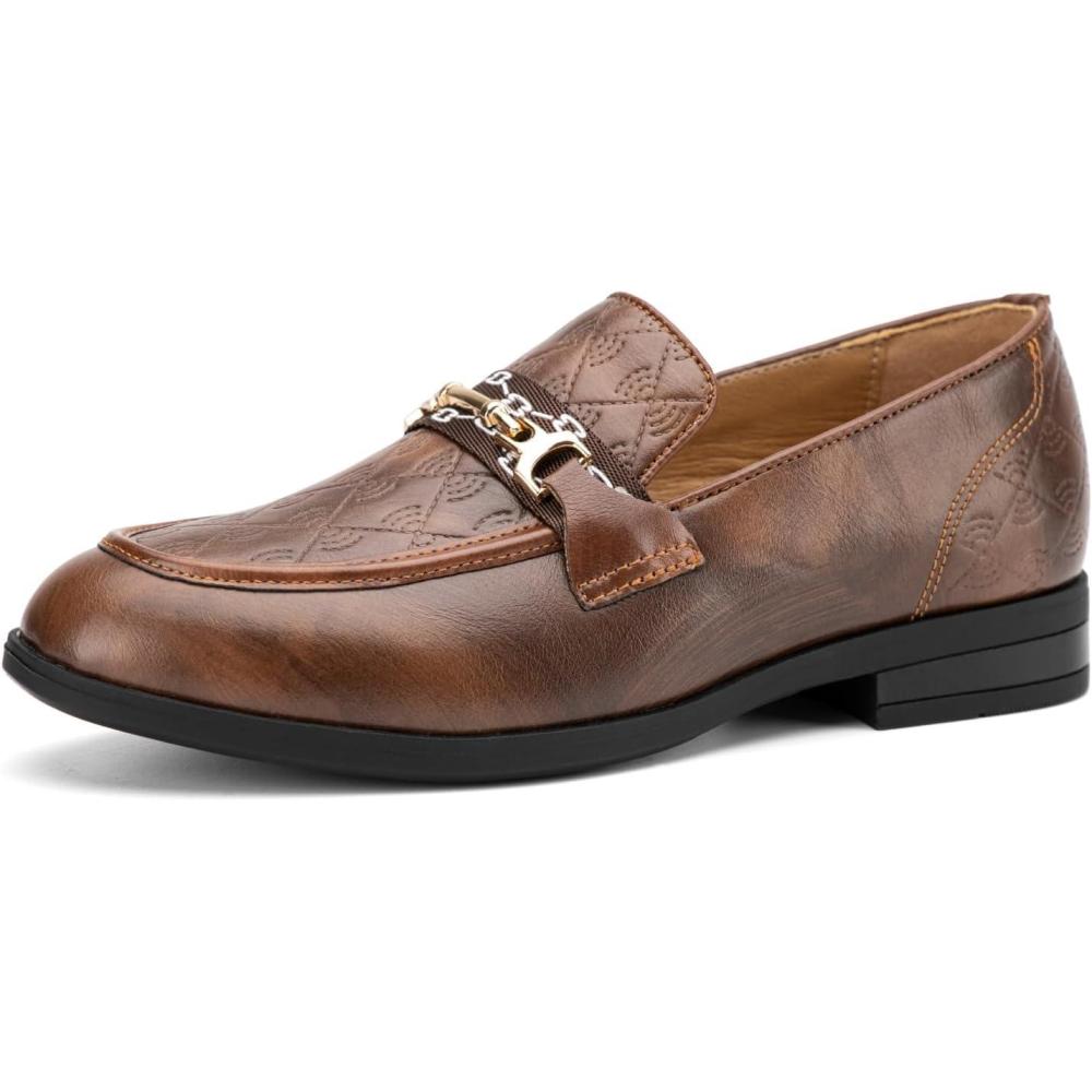 imageJITAI Boys SlipOn Leather Loafers Luxury Dress Casual ampamp Tuxedo Shoes for BoysBrown04