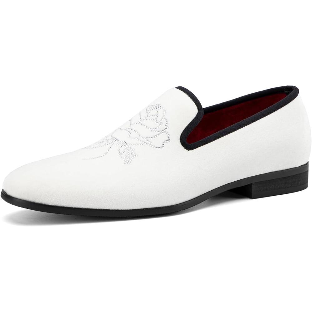 imageJITAI Men Loafers SlipOn Shoes for Men Fashion Dress Shoes Tuxedo ShoesWhite6751