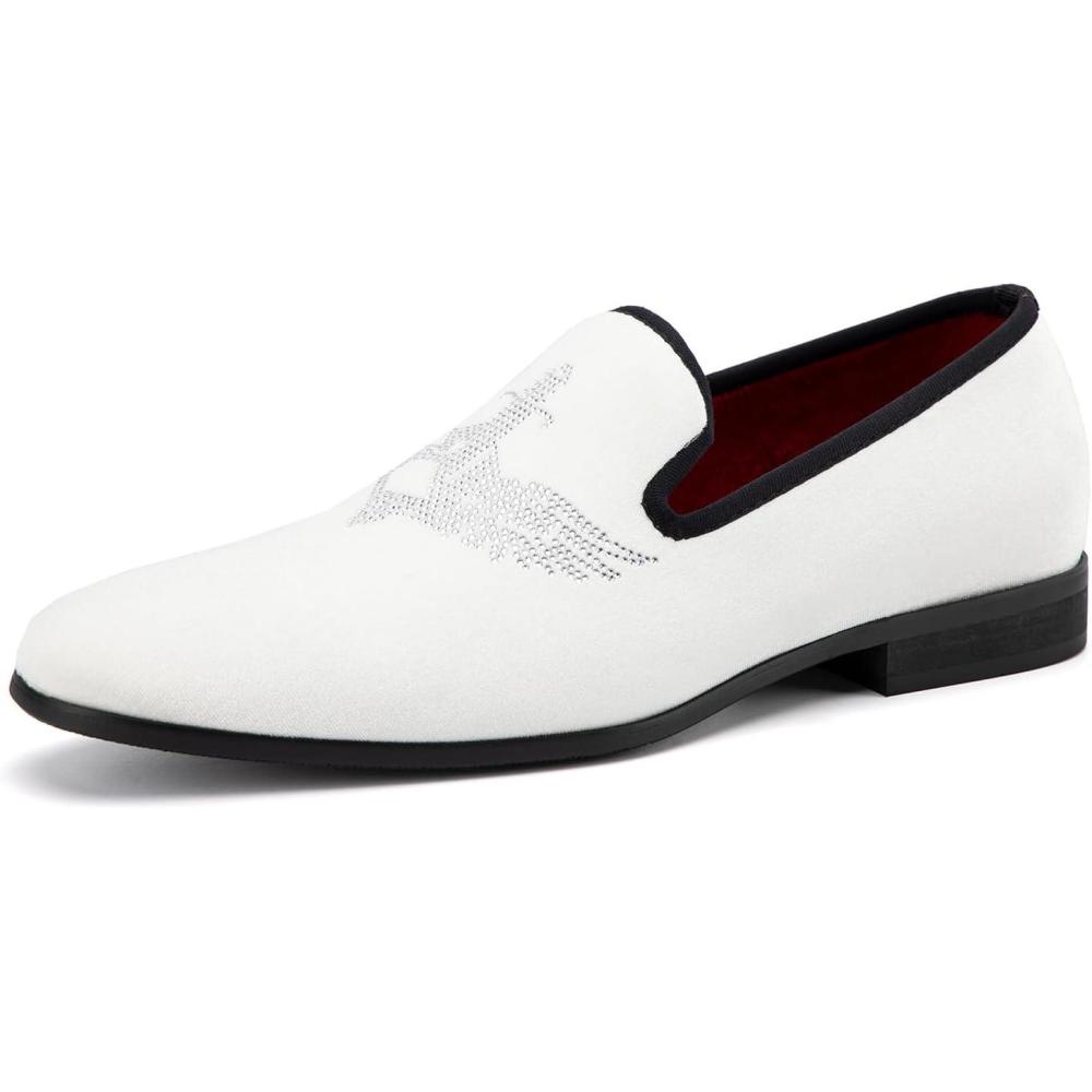 imageJITAI Men Loafers SlipOn Shoes for Men Fashion Dress Shoes Tuxedo ShoesWhite6752