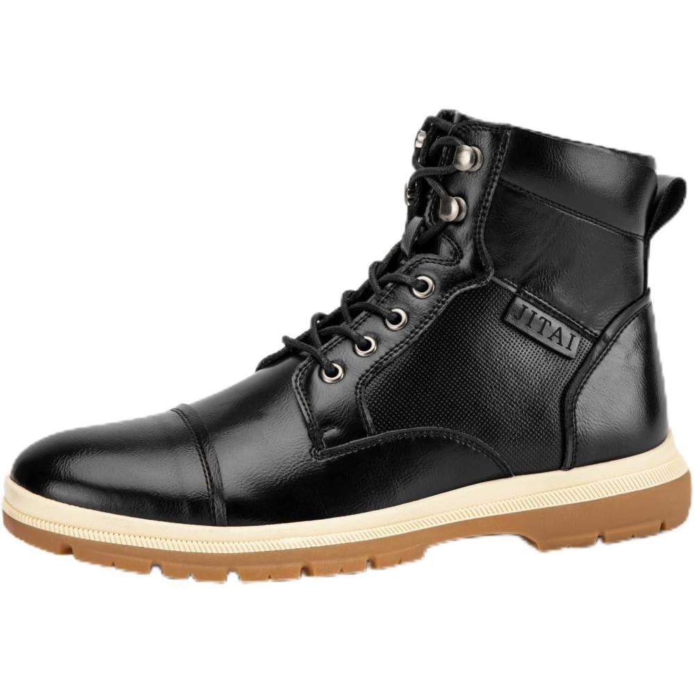 imageJITAI Mens Dress Oxfords LaceUp Boots Comfortable Casual Hiking Winter Work Shoes with Rubber SoleBlack02