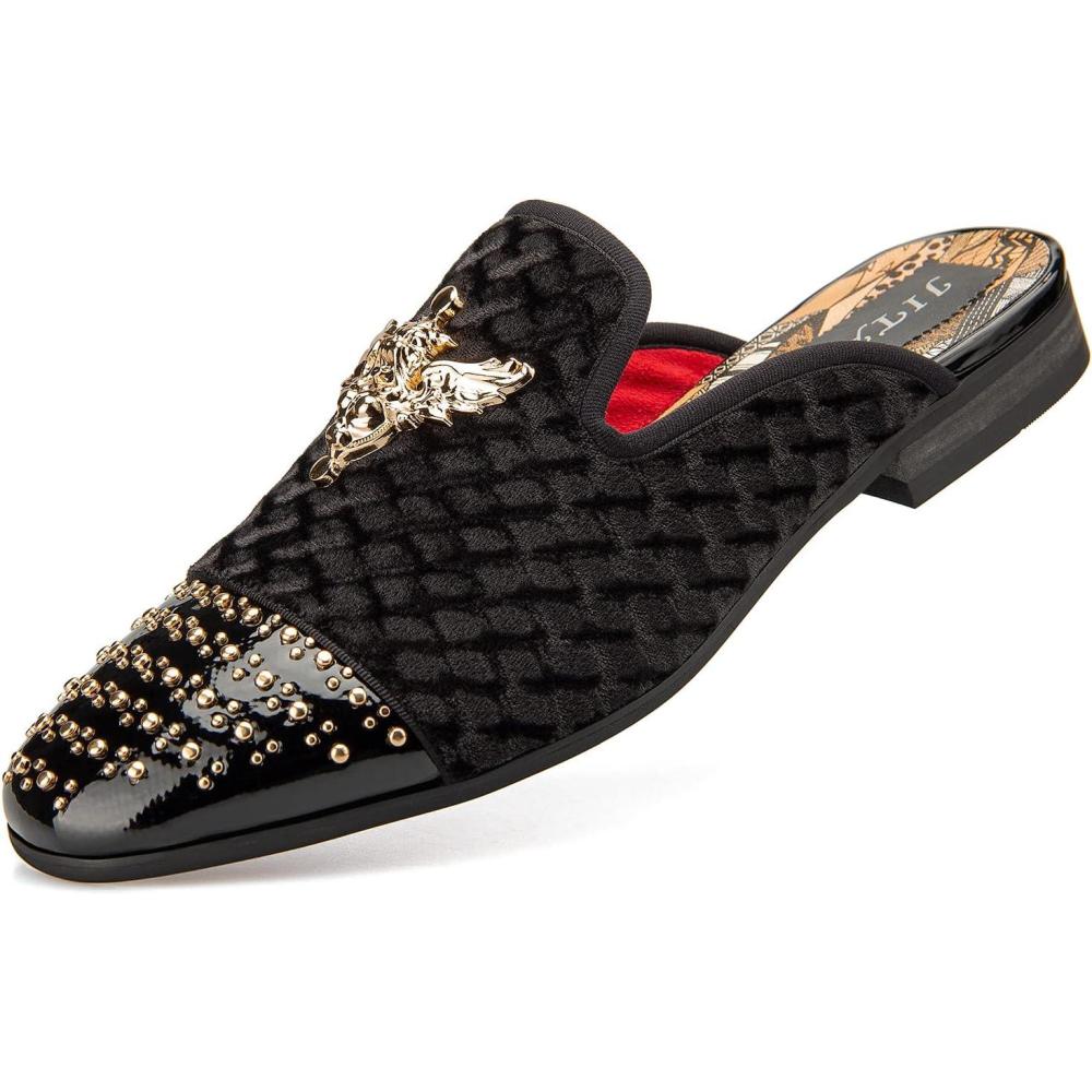 imageJITAI Mens Mules  SlipOn Loafers Casual Half Loafers Backless SandalsBlack35