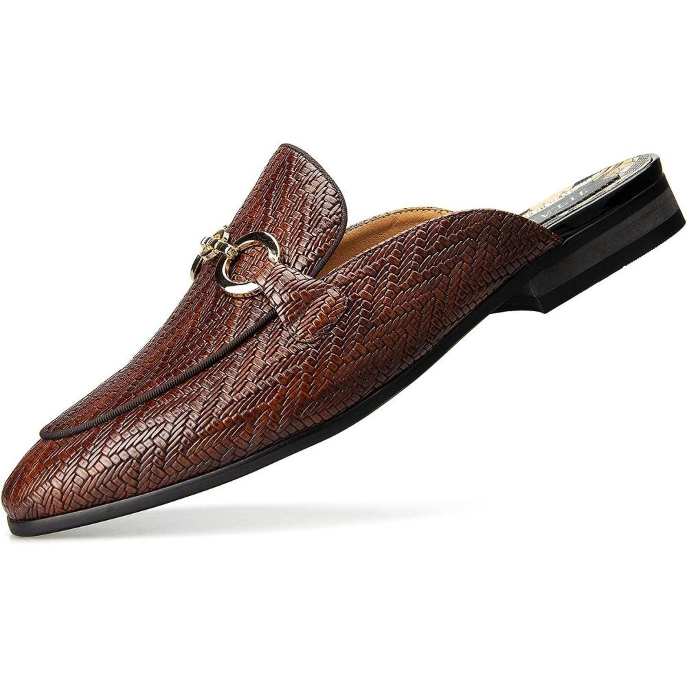imageJITAI Mens Mules  SlipOn Loafers Casual Half Loafers Backless SandalsBrown02