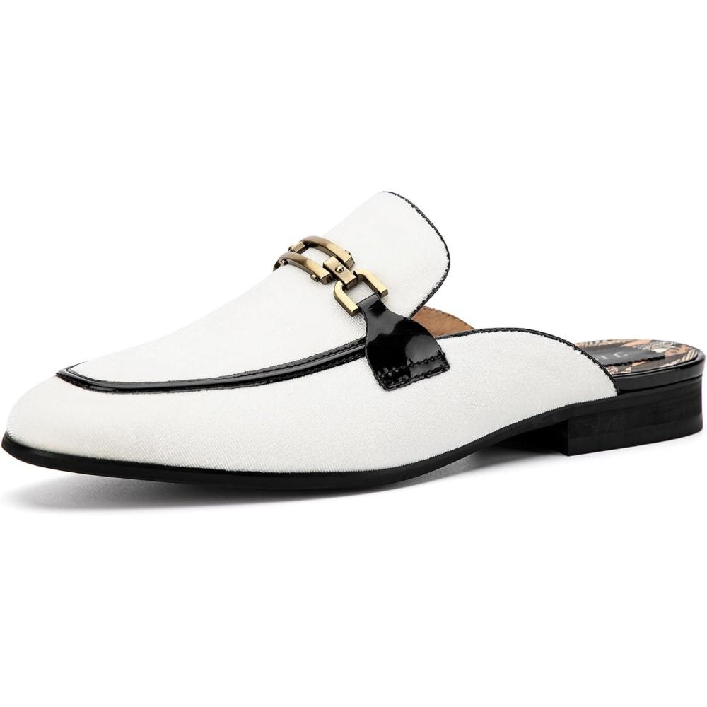 imageJITAI Mens Mules Velvet Slippers SlipOn Loafers for Men Casual Open Backless SandalsWhite131