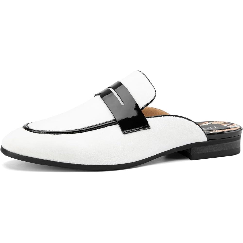 imageJITAI Mens Mules Velvet Slippers SlipOn Loafers for Men Casual Open Backless SandalsWhite138