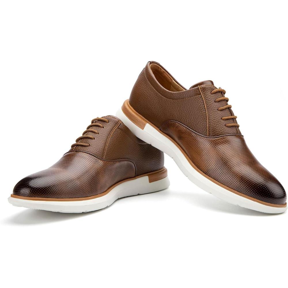 imageJITAI Mens Oxford Dress Shoes Lightweight Fashion Shoes with Wingtip Brogue ampamp Laceup DesignBrown06