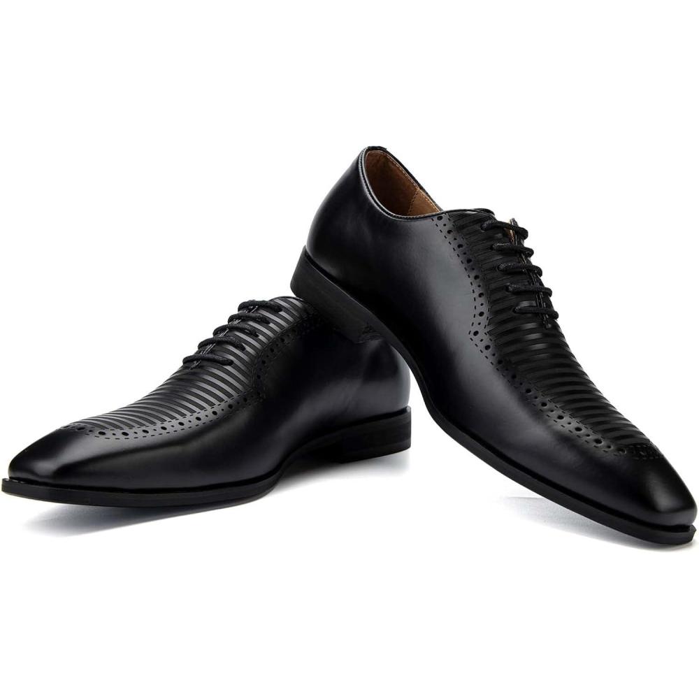imageJITAI Mens Oxford Shoes Mens Casual Dress Shoes Lace Up Fashion Shoes FormalBlack10