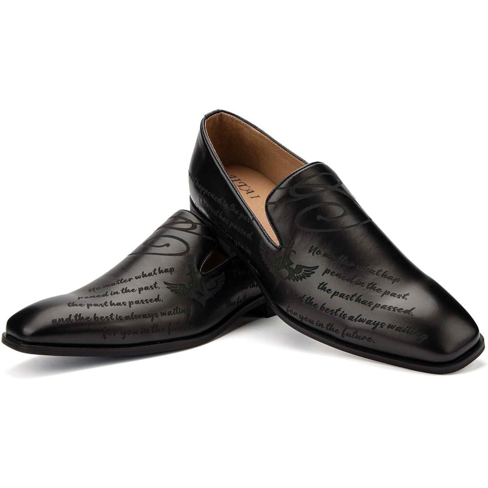 imageJITAI Mens Shoes Casual Leather and Suede Penny Loafers for Men Comfortable LowHeels SlipOn Dress Shoes for Wedding Business and Formal Events in Black or BrownBlack05