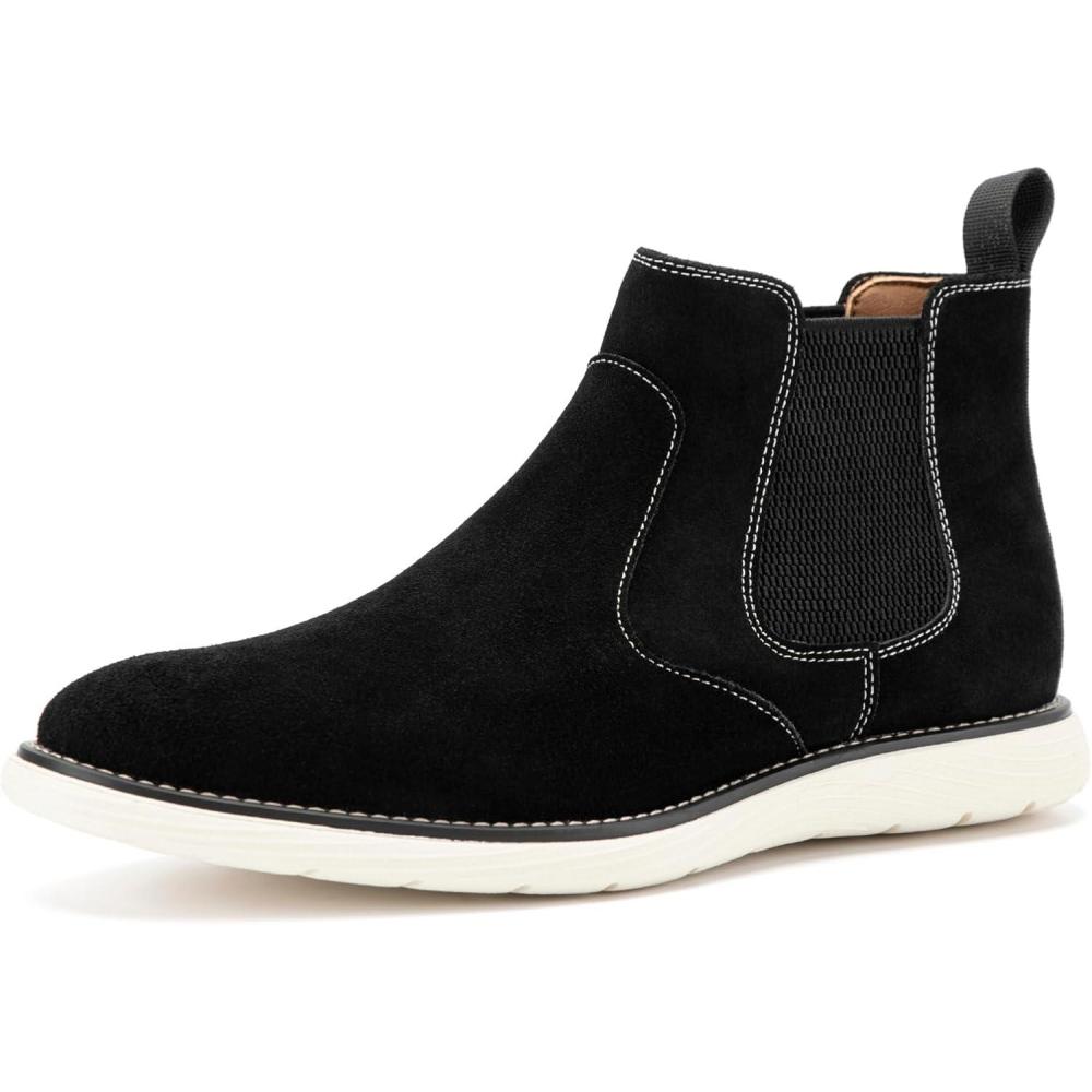 imageJITAI Suede Chelsea Ankle Boots for Men  Casual Elastic Mens Work Dress Boots  Stylish Chelsea Boots  Classic Mens Dress BootsBlack03