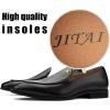 JITAI Mens Shoes – Casual Leather and Suede Penny Loafers for Men, Comfortable Low-Heels, Slip-On Dress Shoes for Wedding, Business, and Formal Events in Black or Brown(Black/01)