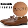 JITAI Mens Shoes – Casual Leather and Suede Penny Loafers for Men, Comfortable Low-Heels, Slip-On Dress Shoes for Wedding, Business, and Formal Events in Black or Brown(Brown/18)