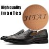 JITAI Mens Shoes – Casual Leather and Suede Penny Loafers for Men, Comfortable Low-Heels, Slip-On Dress Shoes for Wedding, Business, and Formal Events in Black or Brown(Black/05)