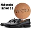 JITAI Mens Shoes – Casual Leather and Suede Penny Loafers for Men, Comfortable Low-Heels, Slip-On Dress Shoes for Wedding, Business, and Formal Events in Black or Brown(Black/09)