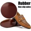 JITAI Mens Shoes – Casual Leather and Suede Penny Loafers for Men, Comfortable Low-Heels, Slip-On Dress Shoes for Wedding, Business, and Formal Events in Black or Brown(Brown/21)