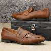 JITAI Mens Shoes – Casual Leather and Suede Penny Loafers for Men, Comfortable Low-Heels, Slip-On Dress Shoes for Wedding, Business, and Formal Events in Black or Brown(Brown/19)