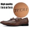JITAI Mens Shoes – Casual Leather and Suede Penny Loafers for Men, Comfortable Low-Heels, Slip-On Dress Shoes for Wedding, Business, and Formal Events in Black or Brown(Brown/02)