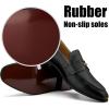 JITAI Mens Shoes – Casual Leather and Suede Penny Loafers for Men, Comfortable Low-Heels, Slip-On Dress Shoes for Wedding, Business, and Formal Events in Black or Brown(Black/17)