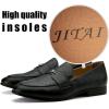 JITAI Mens Shoes – Casual Leather and Suede Penny Loafers for Men, Comfortable Low-Heels, Slip-On Dress Shoes for Wedding, Business, and Formal Events in Black or Brown(Black/17)