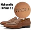 JITAI Mens Shoes – Casual Leather and Suede Penny Loafers for Men, Comfortable Low-Heels, Slip-On Dress Shoes for Wedding, Business, and Formal Events in Black or Brown(Brown/19)