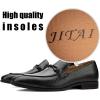 JITAI Mens Shoes – Casual Leather and Suede Penny Loafers for Men, Comfortable Low-Heels, Slip-On Dress Shoes for Wedding, Business, and Formal Events in Black or Brown(Black/02)