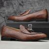 JITAI Mens Shoes – Casual Leather and Suede Penny Loafers for Men, Comfortable Low-Heels, Slip-On Dress Shoes for Wedding, Business, and Formal Events in Black or Brown(Brown/03)