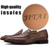 JITAI Mens Shoes – Casual Leather and Suede Penny Loafers for Men, Comfortable Low-Heels, Slip-On Dress Shoes for Wedding, Business, and Formal Events in Black or Brown(Brown/01)