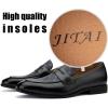 JITAI Mens Shoes – Casual Leather and Suede Penny Loafers for Men, Comfortable Low-Heels, Slip-On Dress Shoes for Wedding, Business, and Formal Events in Black or Brown(Black/14)
