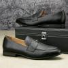 JITAI Mens Shoes – Casual Leather and Suede Penny Loafers for Men, Comfortable Low-Heels, Slip-On Dress Shoes for Wedding, Business, and Formal Events in Black or Brown(Black/17)