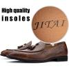 JITAI Mens Shoes – Casual Leather and Suede Penny Loafers for Men, Comfortable Low-Heels, Slip-On Dress Shoes for Wedding, Business, and Formal Events in Black or Brown(Brown/03)