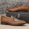 JITAI Mens Shoes – Casual Leather and Suede Penny Loafers for Men, Comfortable Low-Heels, Slip-On Dress Shoes for Wedding, Business, and Formal Events in Black or Brown(Brown/18)