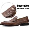 JITAI Mens Shoes – Casual Leather and Suede Penny Loafers for Men, Comfortable Low-Heels, Slip-On Dress Shoes for Wedding, Business, and Formal Events in Black or Brown(Brown/01)