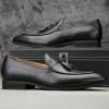 JITAI Mens Shoes – Casual Leather and Suede Penny Loafers for Men, Comfortable Low-Heels, Slip-On Dress Shoes for Wedding, Business, and Formal Events in Black or Brown(Black/03)