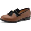 JITAI Boys Dress Leather Loafers – Slip-On Tuxedo Shoes for Formal Events, Prom, Luxury Moccasins, and Casual Wear(Brown-03)