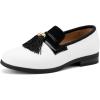JITAI Boys Dress Leather Loafers – Slip-On Tuxedo Shoes for Formal Events, Prom, Luxury Moccasins, and Casual Wear(White-03)