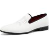 JITAI Men Loafers Slip-On Shoes for Men Fashion Dress Shoes Tuxedo Shoes(White/6751)