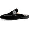 JITAI Mens Mules Velvet Slippers Slip-On Loafers for Men Casual Open Backless Sandals(Black/138)