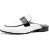 JITAI Mens Mules Velvet Slippers Slip-On Loafers for Men Casual Open Backless Sandals(White/138)