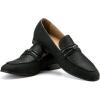 JITAI Mens Shoes – Casual Leather and Suede Penny Loafers for Men, Comfortable Low-Heels, Slip-On Dress Shoes for Wedding, Business, and Formal Events in Black or Brown(Black/20)