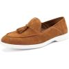 JITAI Men’s Suede Loafers with Tassels – Slip-On Dress Shoes for Casual & Tuxedo – Fashionable & Comfortable Genuine Leather(Brown/01)