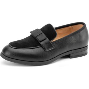 JITAI Boys Slip-On Leather Loafers – Luxury Dress, Casual & Tuxedo Shoes for Boys(Black-01)
