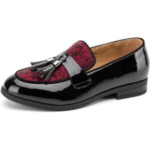 JITAI Boys Slip-On Leather Loafers – Luxury Dress, Casual & Tuxedo Shoes for Boys(Black-02)
