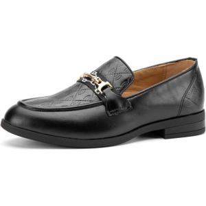JITAI Boys Slip-On Leather Loafers – Luxury Dress, Casual & Tuxedo Shoes for Boys(Black-04)