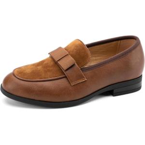 JITAI Boys Slip-On Leather Loafers – Luxury Dress, Casual & Tuxedo Shoes for Boys(Brown01)