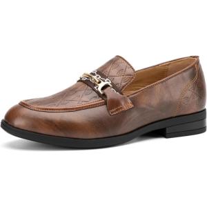 JITAI Boys Slip-On Leather Loafers – Luxury Dress, Casual & Tuxedo Shoes for Boys(Brown-04)